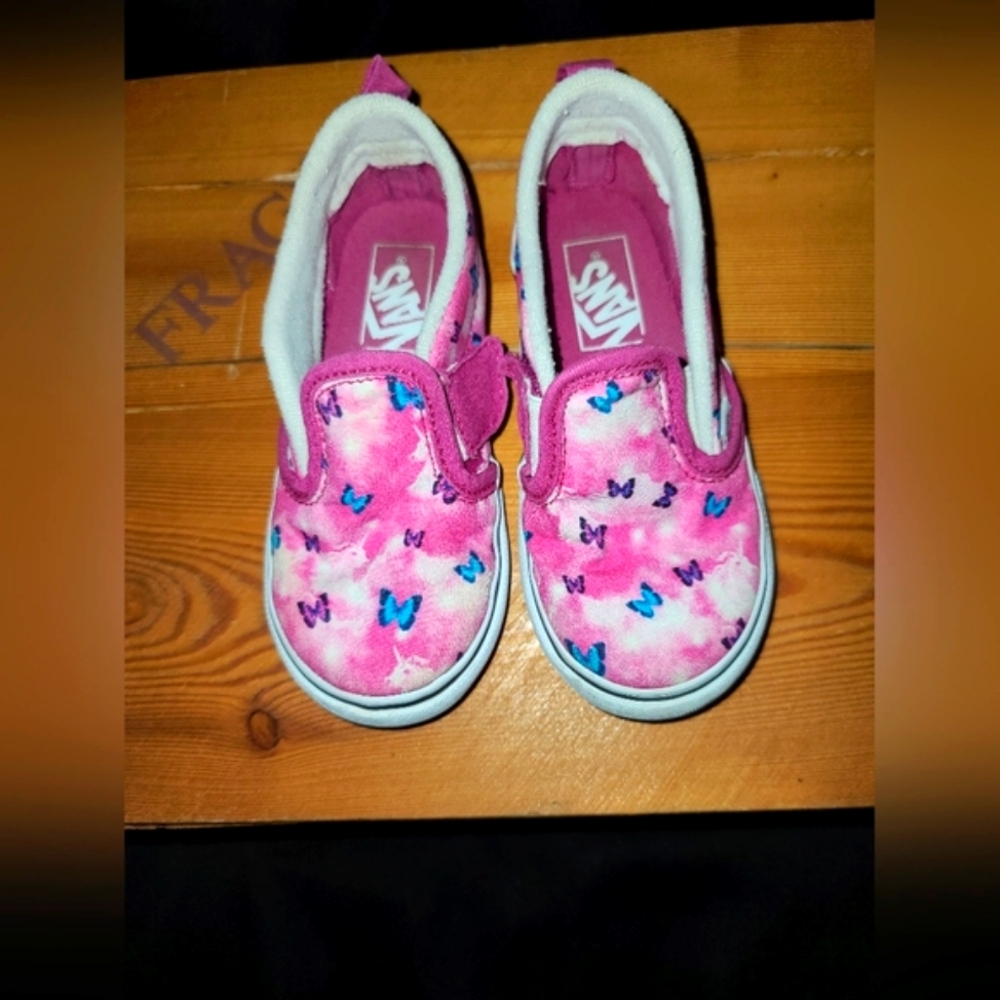 Vans Kids Pink and Blue Butterfly Sneakers